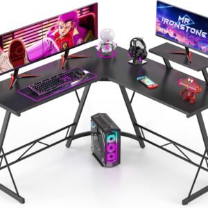 L-shaped metal work desk