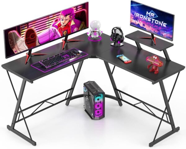 L-shaped metal work desk