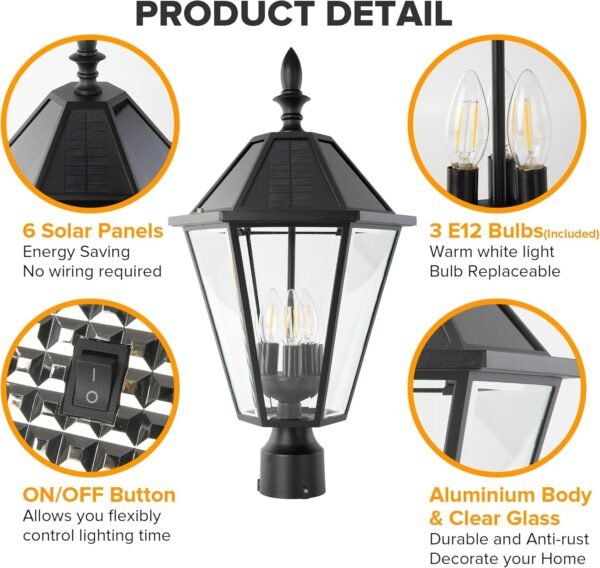 Solar lawn lamp post - 图片 4